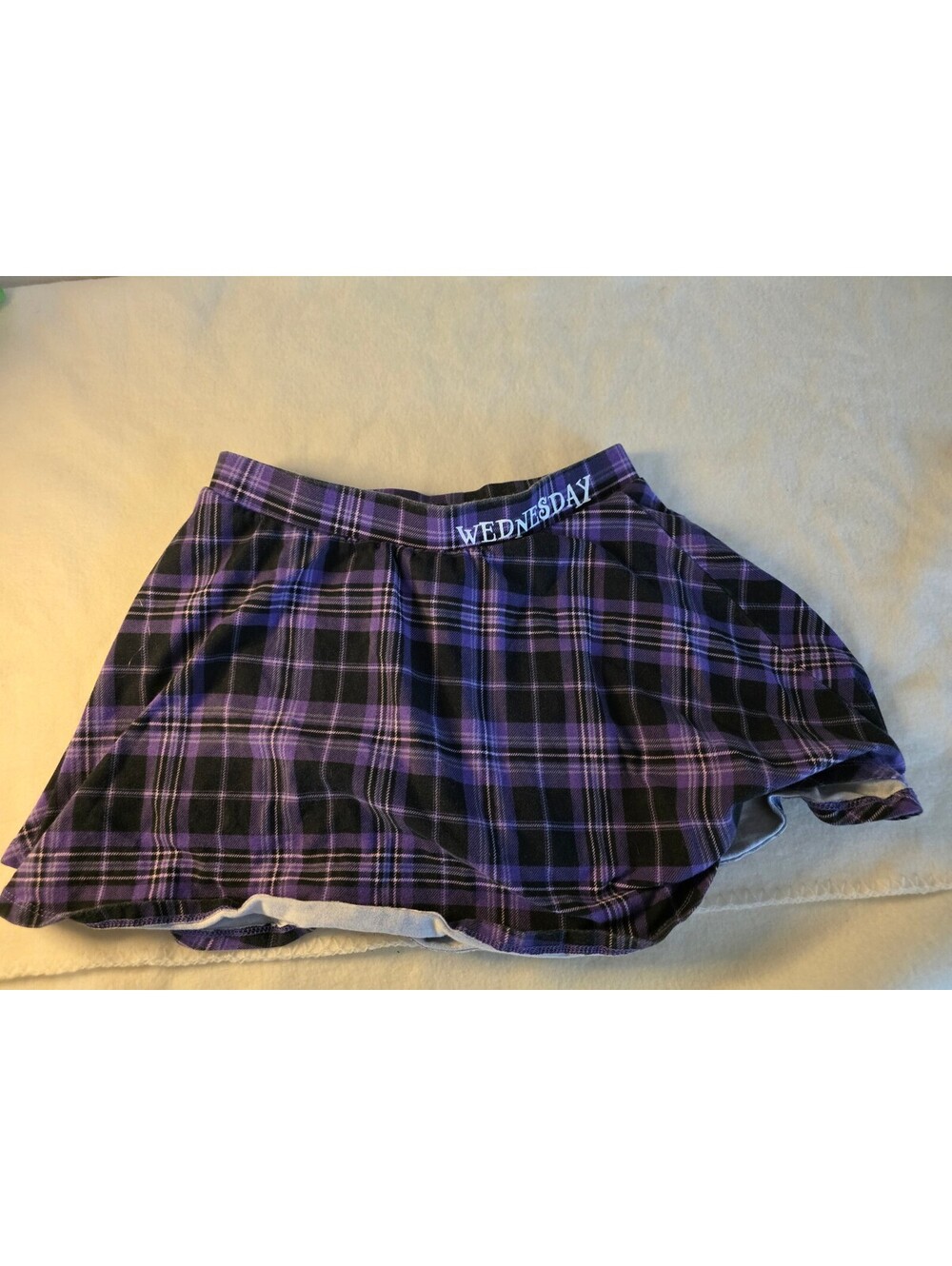 Wednesday Girls Purple Plaid Skort Size 10/12 Built In Shorts
